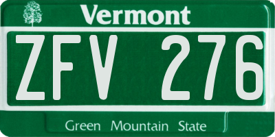 VT license plate ZFV276