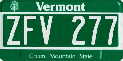 VT license plate ZFV277