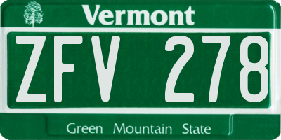 VT license plate ZFV278