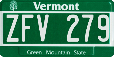 VT license plate ZFV279