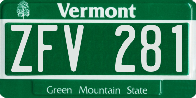 VT license plate ZFV281