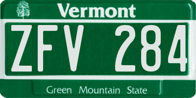 VT license plate ZFV284