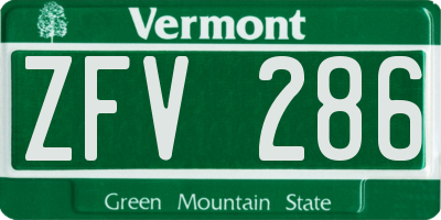 VT license plate ZFV286