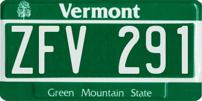 VT license plate ZFV291