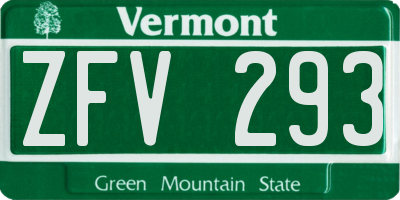 VT license plate ZFV293