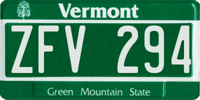 VT license plate ZFV294