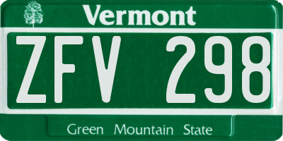 VT license plate ZFV298
