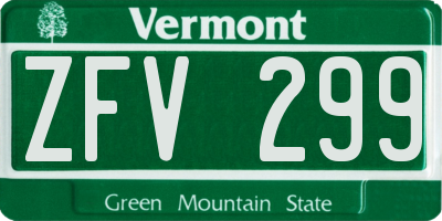 VT license plate ZFV299