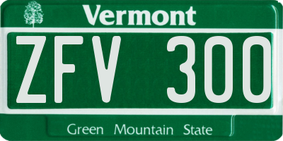 VT license plate ZFV300