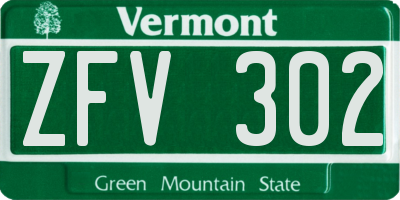 VT license plate ZFV302