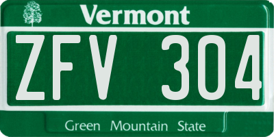 VT license plate ZFV304