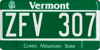 VT license plate ZFV307
