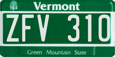 VT license plate ZFV310