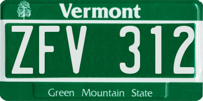 VT license plate ZFV312