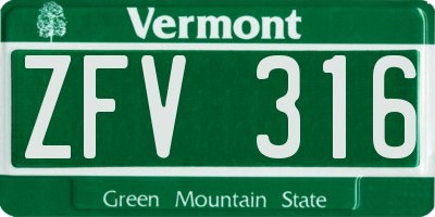VT license plate ZFV316