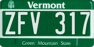 VT license plate ZFV317