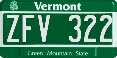 VT license plate ZFV322