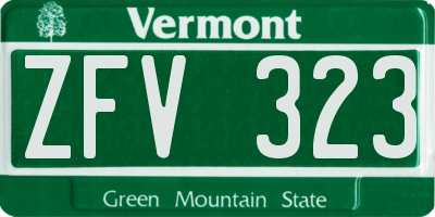 VT license plate ZFV323