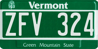 VT license plate ZFV324