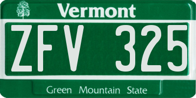 VT license plate ZFV325