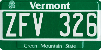 VT license plate ZFV326
