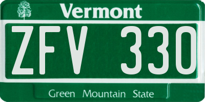VT license plate ZFV330
