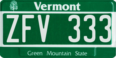 VT license plate ZFV333