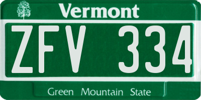 VT license plate ZFV334