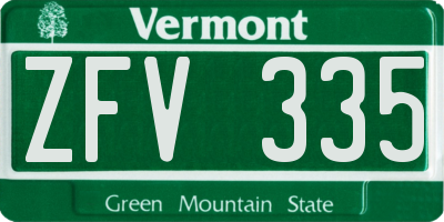 VT license plate ZFV335
