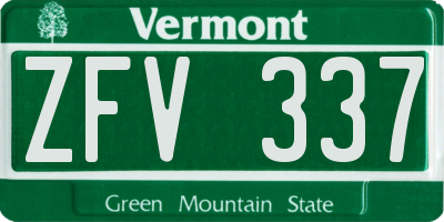 VT license plate ZFV337