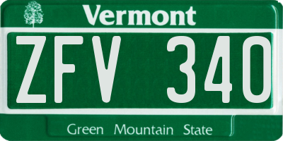 VT license plate ZFV340