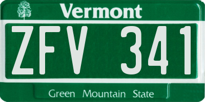 VT license plate ZFV341