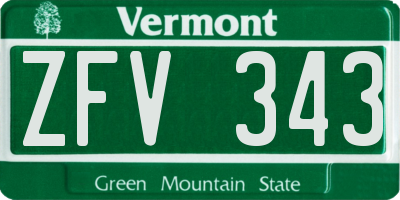 VT license plate ZFV343