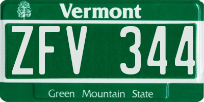 VT license plate ZFV344