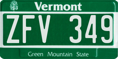 VT license plate ZFV349