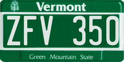 VT license plate ZFV350