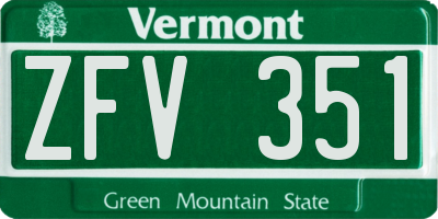 VT license plate ZFV351