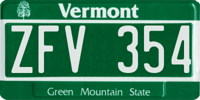 VT license plate ZFV354