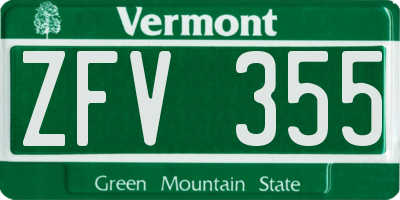 VT license plate ZFV355