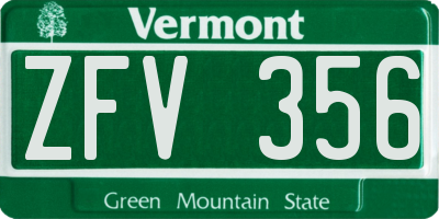 VT license plate ZFV356