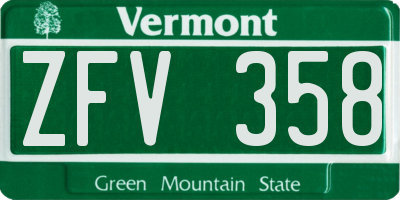 VT license plate ZFV358