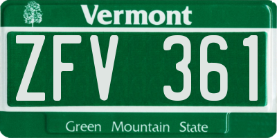 VT license plate ZFV361