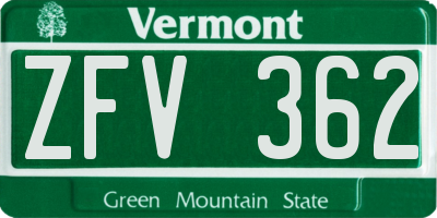 VT license plate ZFV362