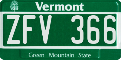 VT license plate ZFV366