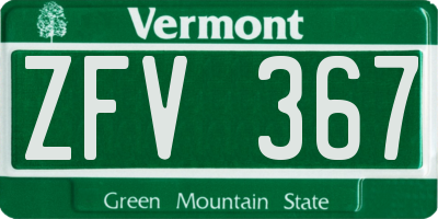 VT license plate ZFV367