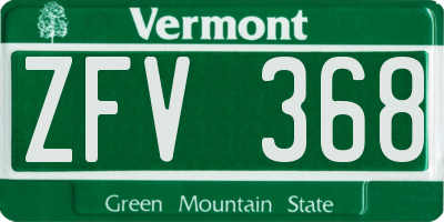 VT license plate ZFV368