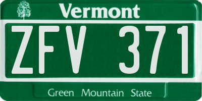 VT license plate ZFV371