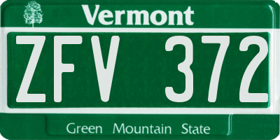 VT license plate ZFV372