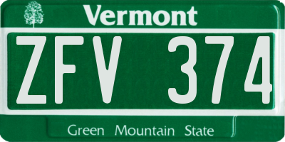 VT license plate ZFV374