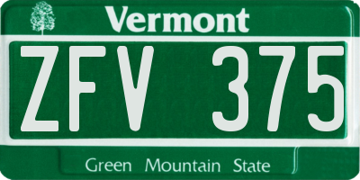 VT license plate ZFV375